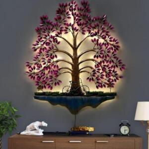 pesto tree wall art, tree wall art, colorful tree with led