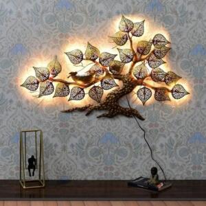 tree wall art, tree with lights, Metal tree mural