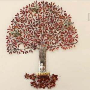 tree wall art, tree with lights, Metal tree mural