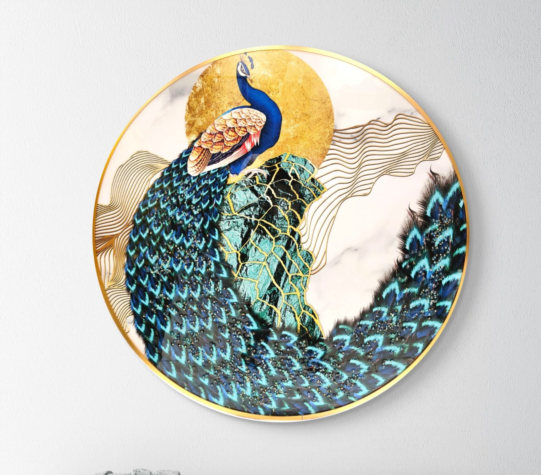 peacock crystal Wall Art by madhurm handicrafts